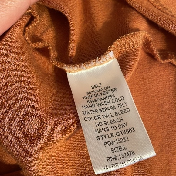 Glam women’s shirt Large blouse tan brown oversized doleman basic short sleeve - Picture 6 of 7